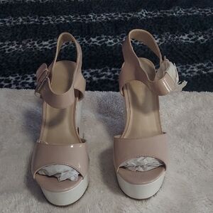 Wild Diva Blush and White Platform Heels